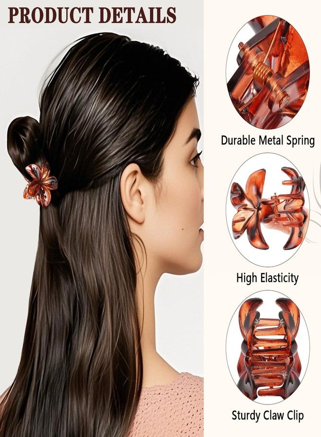 Cubaco 6 PCS Small Flower Hair Clips for Women,1.57" Hawaiian Flower Claw Clips for Thick Thin Hair, Cute Hair Clips, Strong Hold Non Slip Hair Accessories for Girls Christmas Gifts (Tortoise and Black) - Image 4